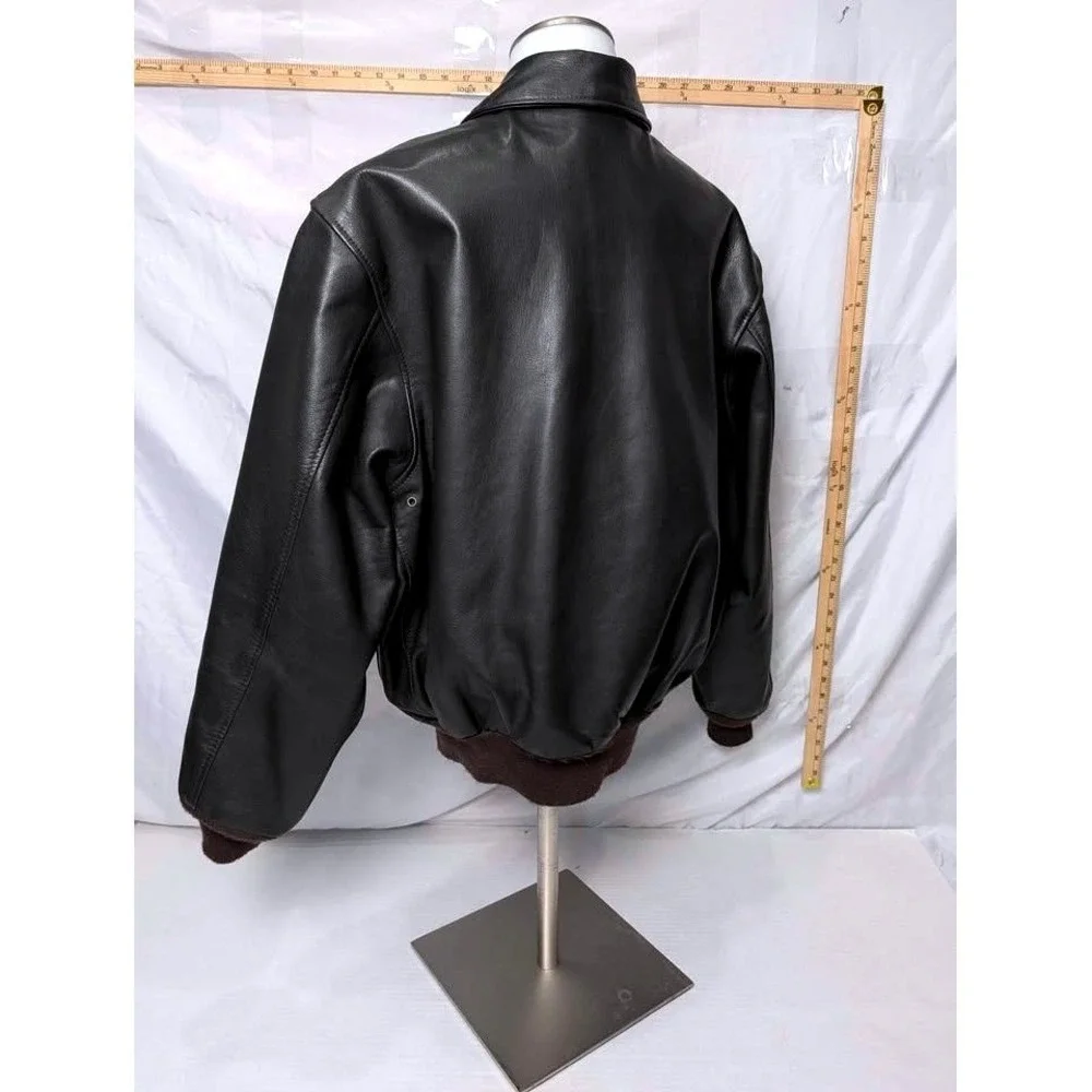 US Wings A-2 Leather Flight Jacket Brown Dept of State Patch Mens Large USA Made